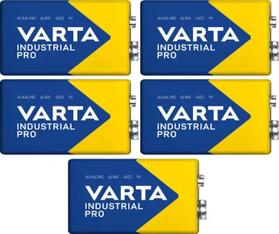 Produktbild von Batterien VARTA 4022, E-Block, Alkaline, 9V, Industrial Pro, 5 Stück