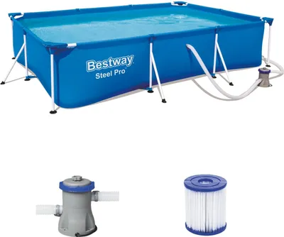 Immagine prodotto di Set per piscina Pro™ Frame in acciaio, rettangolare, con pompa filtro 300 x 201 x 66 cm