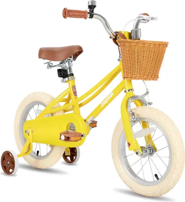 Produktbild von JOYSTAR 12/14/16/18/20 Mädchenfahrrad für 2-13 Jahre alte Kinder, 12" 14" 16" Kinderfahrrad mit Stützrädern & Korb, 20 Zoll mit Ständer, Gelb