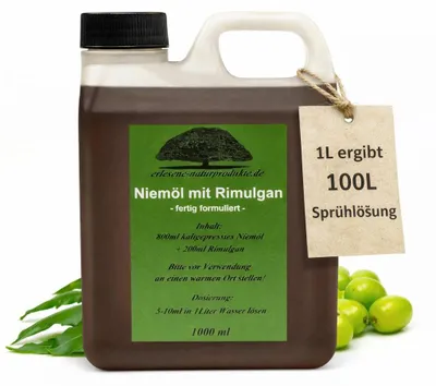 Produktbild von Neemöl Niemöl mit Emulgator 1L Konzentrat - ergibt 100L Sprühlösung/Gießlösung für gesunde Pflanzen von erlesene-naturprodukte