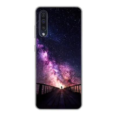 Produktbild von MuchoWow® Handyhülle Schutzhülle Hülle für Samsung Galaxy A30s Universum - Galaxie - Lila - Jungen - Mädchen - Kinder Silikon Softcase Handy Hülle - Karteninhaber
