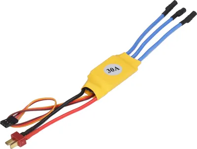 A product shot of an electronic speed controller.