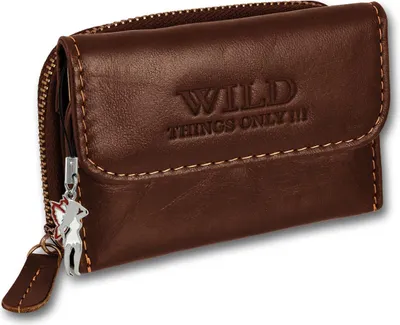Zdjęcie produktu dla Wild Things Only skórzany mini portfel brązowy 9x3x6.5cm OPJ120N
