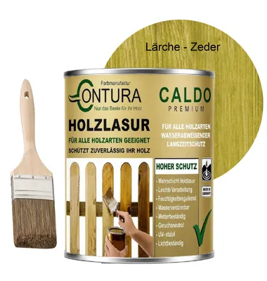 Produktbild von 2,5Liter  - Holzlasur Dickschichtlasur Set + Pinsel 2in1 Dauerschutzlasur Holzschutz Lasur - 04 Lärche - Zeder