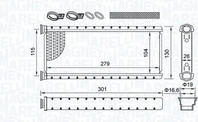 Image de MAGNETI MARELLI 350218514000 : Échangeur de chaleur pour chauffage intérieur, radiateur compatible avec PEUGEOT 3008 SUV (M), 5008 II, OPEL GRANDLAND X (A18) et CITROËN