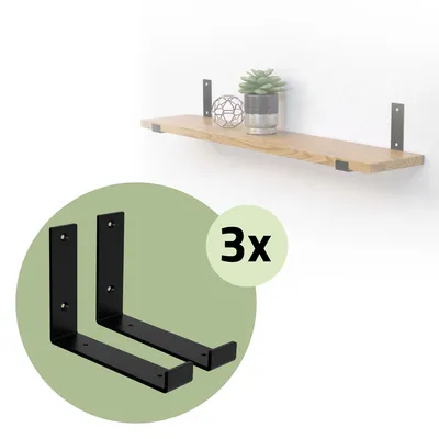 Produktbild von ML-Design 6 Stück Regalträger L-Form, 20x4x14 cm, Schwarz, aus Metall
