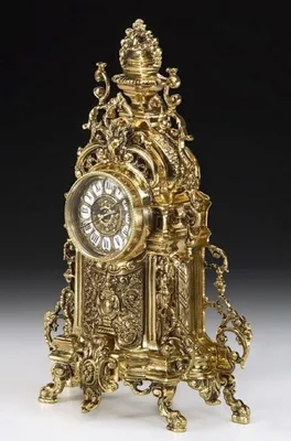Produktbild von Casa Padrino Luxus Barock Tischuhr Gold 27 x H. 44 cm - Barockstil Bronze Schreibtischuhr