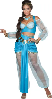 Obrázek produktu pro Dámský kostým orientální princezny na karneval tyrkysově zlatá barva M (40/42)