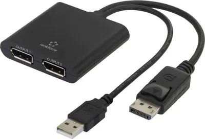 Produktbild von Renkforce RF-4758087 DisplayPort Adapter [1x DisplayPort Stecker - 2x DisplayPort Buchse] Schwarz 20.00 cm