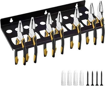 Produktbild von Wandregal mit 21 Haken für Werkzeuge - Platzsparender Halter aus Kohlenstoffstahl
