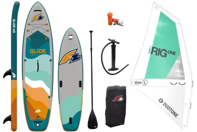 Produktbild von F2 GLIDE Windsurf 10.8 iSUP Stand Up Paddle Board Set inkl. iRIG L Segel Rigg