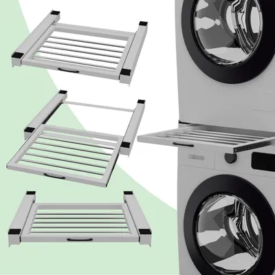 Produktbild von Waschmaschinen Verbindungsrahmen Wäschetrockner Trockner Stapelrahmen Stauraum Schublade Auszug Abstellmöglichkeit Gitter