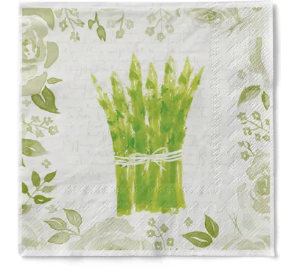 Produktbild von Sovie HOME Serviette Spargel in Weiß-Grün aus Tissue 33 x 33 cm, 3-lagig, 20 Stück