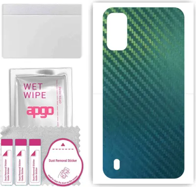 Produktbild von apgo Rückseite Schutzfolie, Skin, kompatibel mit Tecno Pop 5S, Hinten Displayschutzfolie aus Vinylfolie, kratzfest, einfache Montage - Kohlenstoff-Chamäleon CAKA1