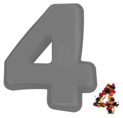 Immagine prodotto di Stampo in silicone a forma di numero 4, stampo 3D per torte antiaderente, grigio, 25,3 cm