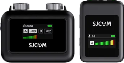 Produktbild von SJCAM M1 Drahtloses Mikrofonsystem mit 1 Empfaenger und 1 Mikrofon, 50 m uebertragungsreichweite, integrierter Akku mit LCD-Bildschirm, Ersatz fuer Android-Telefone, Computer, Laptop, Kamera fuer Live-Streaming, Interview, Vlog