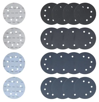 Obrázek produktu pro Brusný papír 180 mm, suchý zip, 8 otvorů, zrnitost 320-800, 20 kusů, pro mokré i suché broušení