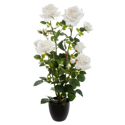 Zdjęcie produktu dla Sztuczne kwiaty doniczkowe KRZEW RÓŻY, 74 cm