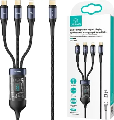 Zdjęcie produktu dla Kabel Usams 3W1 100W 1.2M U83Sj600Usb01