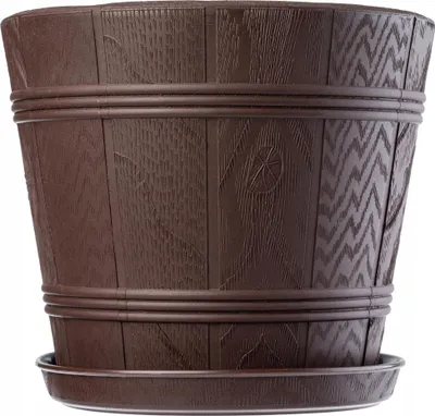 Obrázok produktu pre Kvetináč - Kvetináč - 30 cm - Plast - Drevený vzhľad - Hnedý