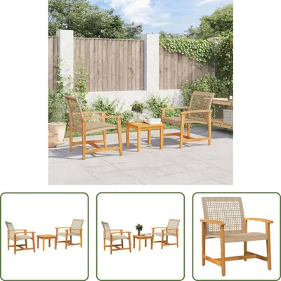 Immagine prodotto di The Living Store Set bistrot da 3 pezzi in poly rattan beige e legno d'acacia