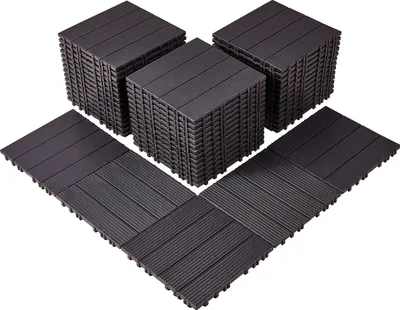 Produktbild von VEVOR Terrassenfliesen, 54er-Set, Balkonfliesen 295x295mm, Klickfliesen, wasserdichter Kunststoff-Bodenbelag für den Außenbereich, Terrassenbodenbelag für Veranda, Pool, Balkon, Hinterhof, Braun