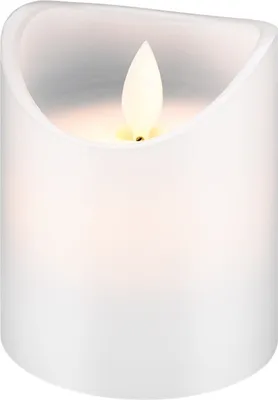 Immagine prodotto di Goobay 77774 Candela di cera a LED, bianca, 7,5 x 10 cm - con funzione timer e stoppino 3D, alimentata a batteria, bianco caldo (2700 K)