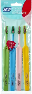 Produktbild von TePe | Zahnbürsten Set - Colour Compact Extra Soft - 4 Stück - Extra weich - Ergonomisch gestaltet
