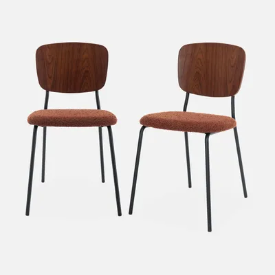 Produktbild von sweeek - 2er-Set Stühle mit strukturiertem Bouclé-Sitz - Terrakotta