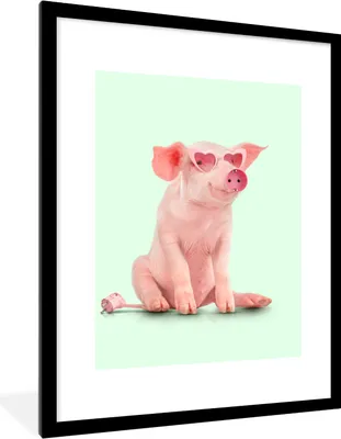 Produktbild von MuchoWow® Gerahmtes Poster Schwein - Rosa - Brille - Sockel - Tiere 60x80 cm - Poster mit Schwarzem Bilderrahmen Wandposter Rahmen Foto Bilder - Wohnzimmer - Dekorationen - Prämie