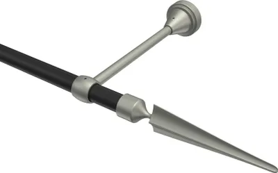 Produktbild von Interdeco Gardinenstange / Vorhangstange Schwarz / Chrom matt, Typ Primus Lorenzo (Speer), 16 mm Ø 1-läufig, 220 cm
