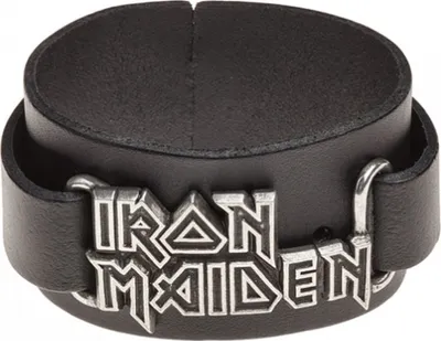 Produktbild von Iron Maiden Lederarmband Herren Iron Maiden Logo schwarz Standard