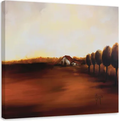 Produktbild von Leinwandbild sommerlicher blick auf die landschaft 40x40 cm Feeby braun wandbild bereit zum aufhängen