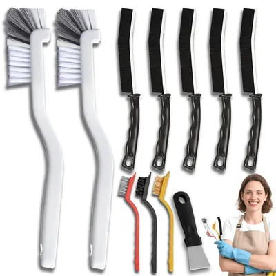 Obrázek produktu pro Sada čisticích kartáčů na spáry, 26 cm, se škrabkou a tvrdými štětinami, vhodná do kuchyně a koupelny
