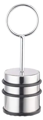 Produktbild von Türstopper Edelstahl 20,5 cm hoch mit Griff, massiver Türdämpfer, Gummischutz