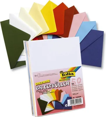 Image de Folia 150599 Enveloppe - C 6, 10 couleurs assorties, 120 g/qm, 50 pièces