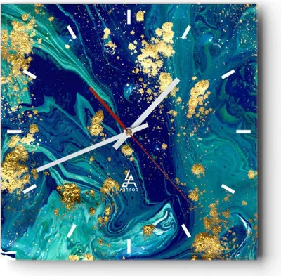 Produktbild von Wanduhr - Quadrat - Glasuhr - Abstraktion modern - 30x30cm - Schleichendes Uhrwerk - Lautlos - zum Aufhängen bereit - Dekoration Modern - Wanddekoration aus Glas - C3AC30x30-3831