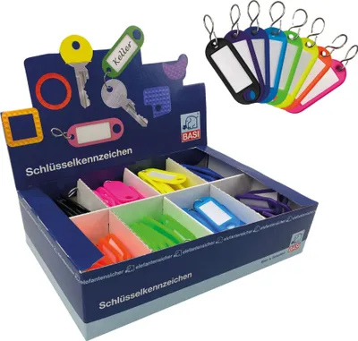 Immagine prodotto di BASI - Portachiavi - Colori fluorescenti - con gancio a S - 1 confezione = 200 pezzi - 8 colori assortiti - 8500-9010