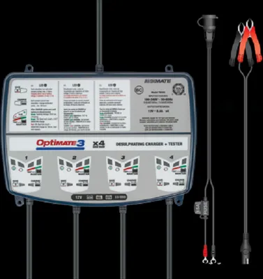 Produktbild von Batterieladegerät OptiMATE 3 Quad Bank 4x 7-stufig, 12V, 0.8A STD/AGM/Gel