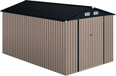 Produktbild von GOPLUS Gerätehaus Metall 7,8 ㎡, 15,37 m³, Gartenhaus mit Türen, Geräteschuppen mit Satteldach, Gartenhütte abschließbar, Türgröße: 120x160cm