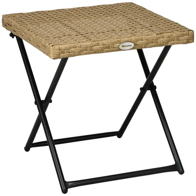 Produktbild von Polyrattan Balkontisch, klappbar, Stahlrahmen, pflegeleicht, 40x40x40 cm, Natur
