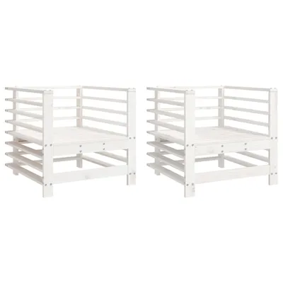 Produktbild von vidaXL Gartenstühle 2 Stk. Weiß Massivholz Kiefer
