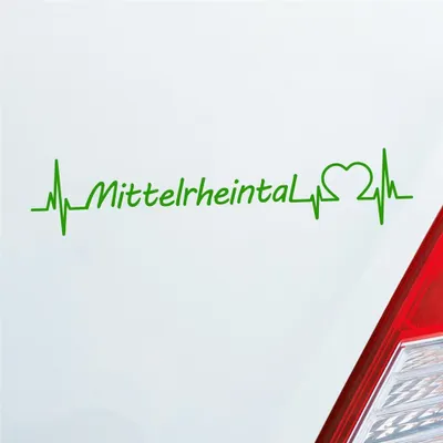Produktbild von Auto Aufkleber Mittelrheintal Puls Herzschlag mit Ferien Region Motiv 19x4 cm Hellgrün Sticker Heckscheibenaufkleber