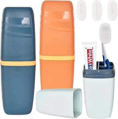 Produktbild von Famanu Zahnputzbecher Set 3 Stück - Tragbare und staubdichte Halter für Zahnbürsten und Toilettenartikel