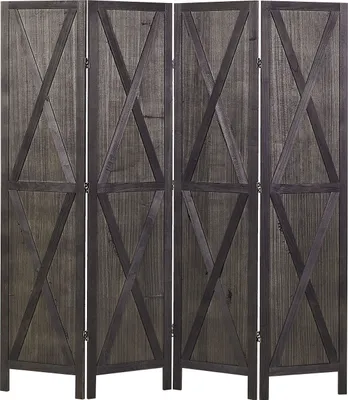 Produktbild von BELIANI Raumteiler Dunkelbraun Paulowniaholz 4-teilig Faltbar 170 x 163 cm Moderne Trennwand für Homeoffice Büro Wohnzimmer Schlafzimmer