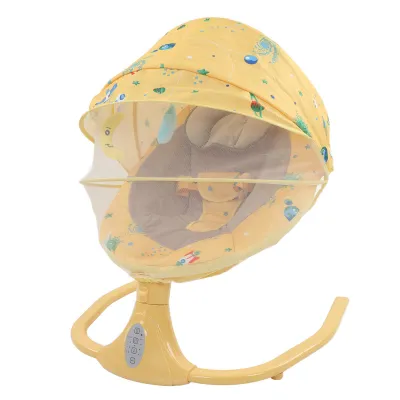 Produktbild von Elektrische Babywippe mit Bluetooth, 4 Geschwindigkeiten & Timer, Fernbedienung, 3 Sitzpositionen, Musik & Faltfunktion – Intelligente Schaukel