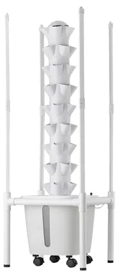 Obrázek produktu pro Hydroponická věž SucceBuy s 45 místy pro pěstování, 9 patry, pěstebním systémem s LED osvětlením, ovládáním přes aplikaci a kolečky, 20litrovou nádrží na vodu a čerpadlem, ideální pro bylinky, ovoce a zeleninu