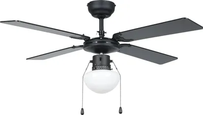 Produktbild von EGLO Deckenventilator Fortaleza, 4 Flügel Ventilator mit Zugkette, Beleuchtung und Sommer Winter Betrieb, Holz, AC Motor, Ø 106,6cm