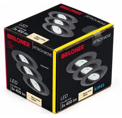 Productafbeelding van 3 x LED inbouwspot rond, zwart, IP23, 3 x 5W, module, 400lm, warmwit, 3000K, kantelbaar, 110°