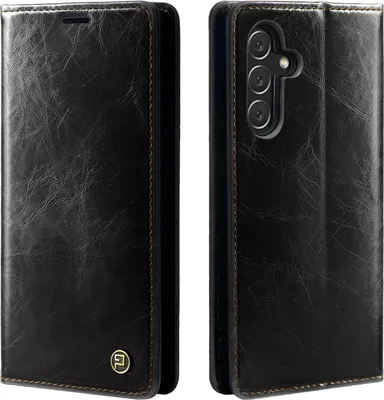 Produktbild von Handyhülle für Samsung Galaxy A35 5G Kunstleder Flip Vintage Cover Hülle RFID Schutz Case Kartenfach Farbe: Schwarz